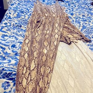 Womens maxi dress with high slit and built in shorts